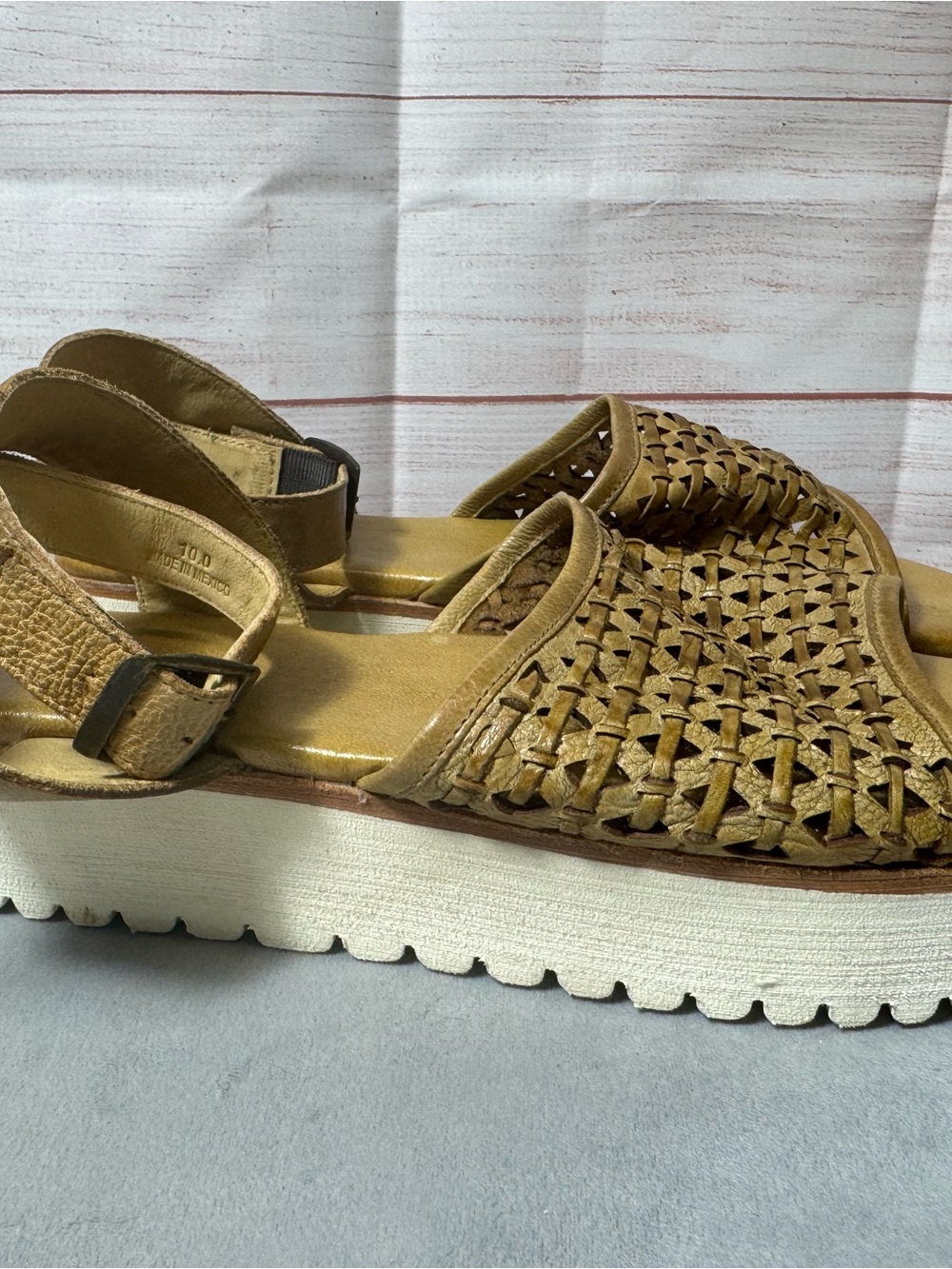 Bed Stu Woven Platform Sandals in Tan